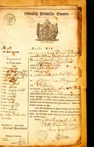 Pass-Sachen Bernhard 1827