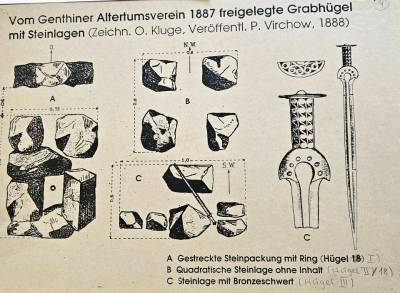 freigelegte Grabhügel mit Steineinlagen